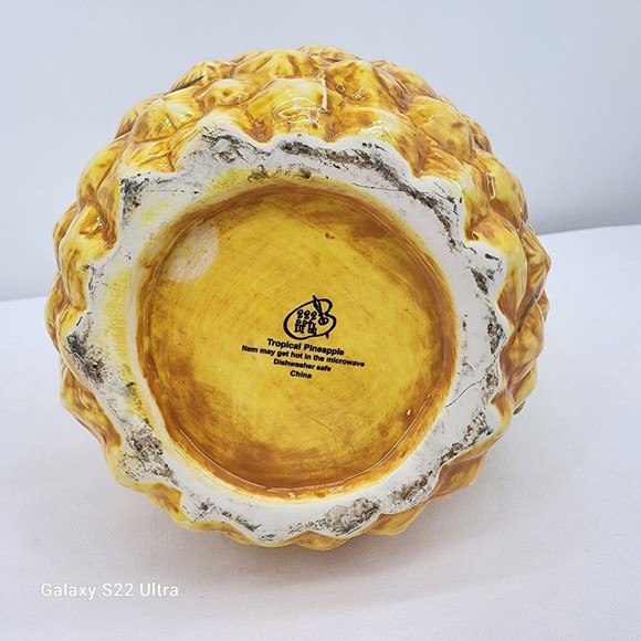 Rare Hard to Find 222 Fifth Tropical Pineapple Pitcher Jug 8" Yellow and Green - Picture 5 of 13